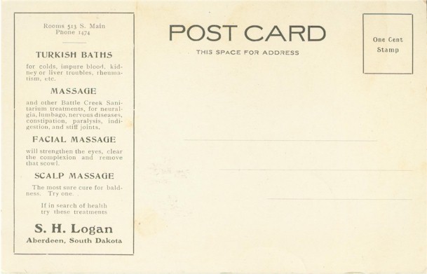 Advertising side of the postcard