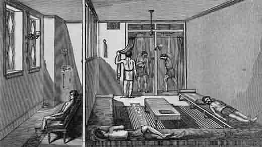 Two rooms at the Laight Street Turkish baths, 1867