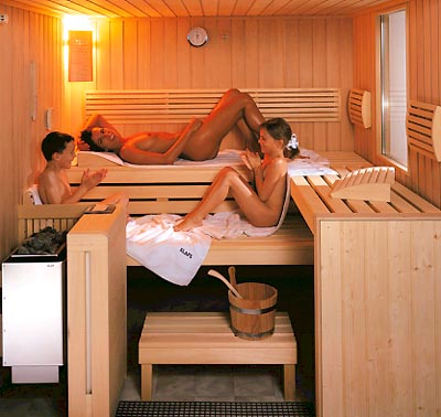 Modern electrically heated family sauna