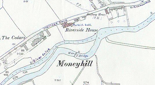 Map showing Riverside and the Halfway House