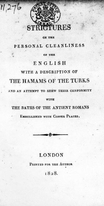 Title page of "Strictures on the cleanliness of the English"