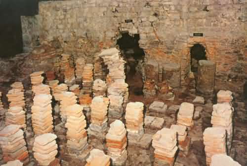 The hypocaust room, theWest baths, the Roman baths, Bath