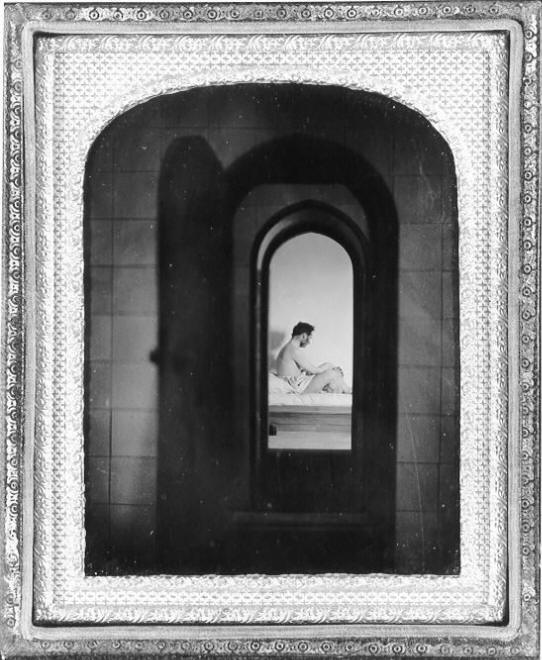 Early photograph of bather in hot room in a private Turkish bath