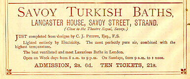 Advertisement for the newly opened Savoy Turkish Baths